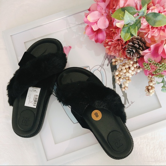 Joe’s Jeans Fur Slides Sandals - Picture 1 of 5